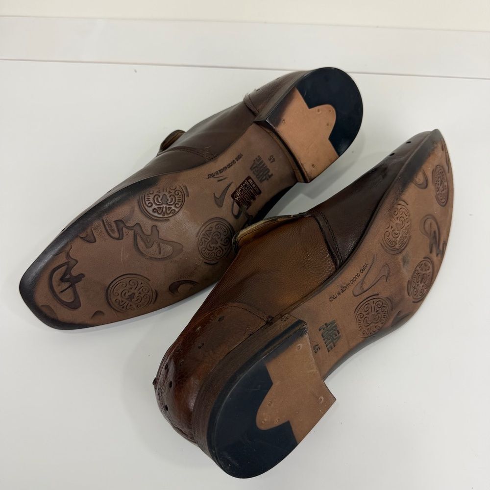 Area Forte Brown Leather Perforated Italian Loafers Dress Shoes EU 45 New - Picture 7 of 8